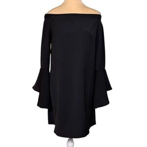 TCEC Black Off Shoulder Long Bell Sleeve Midi Dress Size Large